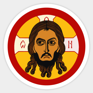 Icon of the Mandylion with red background Sticker